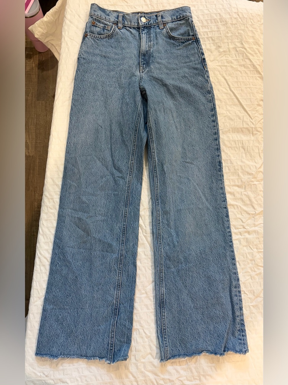 Zara High-Rise Wide Leg Jeans - Light Blue